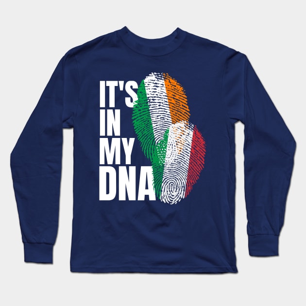 Italian And Irish DNA Mix Flag Heritage Gift Long Sleeve T-Shirt by Just Rep It!!
